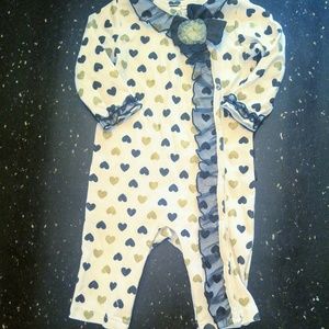 Baby girl black and gold heart outfit